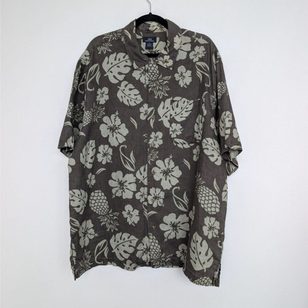 Vintage Brooks Brothers Linen Tropical Button Up Short Sleeve Hawaiian Shirt XL